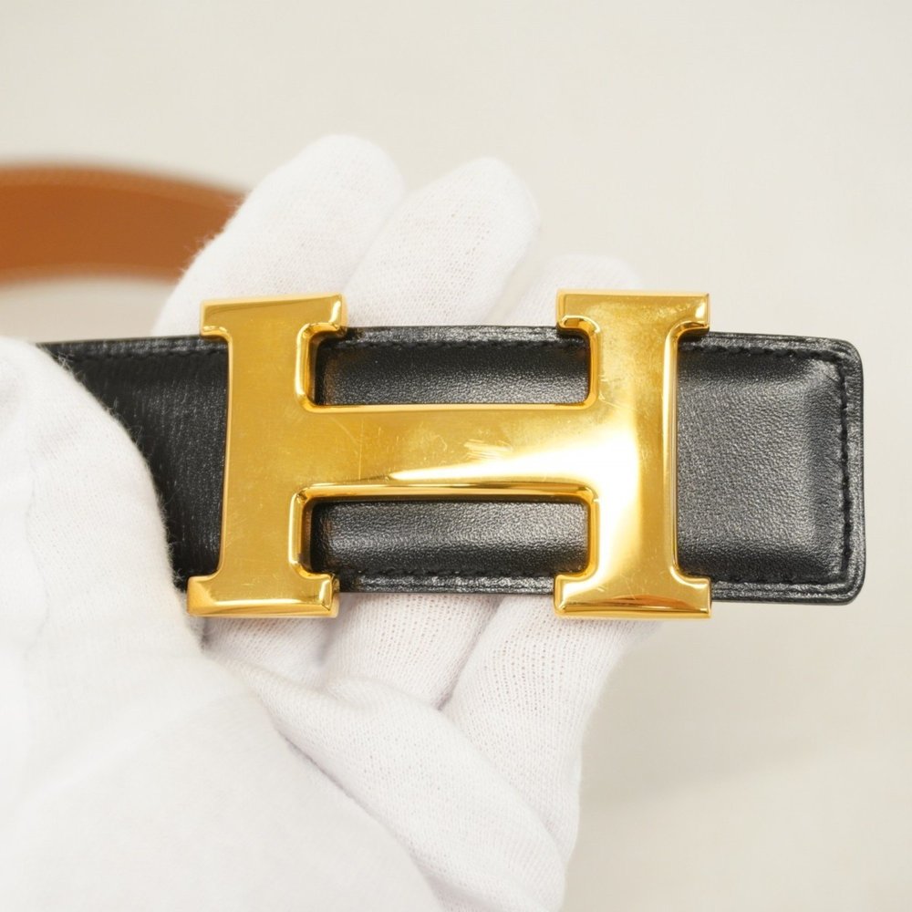 Hermes Hermès Constance Belt, Box Calf Leather, Black and Gold, A Stamp, Wome... - Picture 7 of 7
